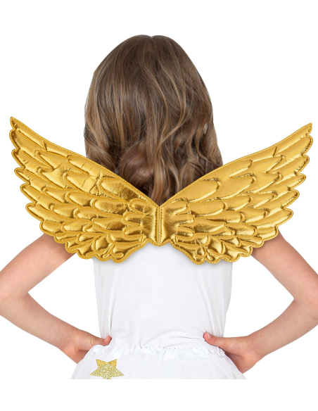 Ailes d’ange dorées en tissu rembourré pour enfant