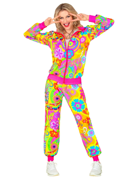 Déguisement Survêtement Style Années 80 - Hippie Groovy Love Fluo