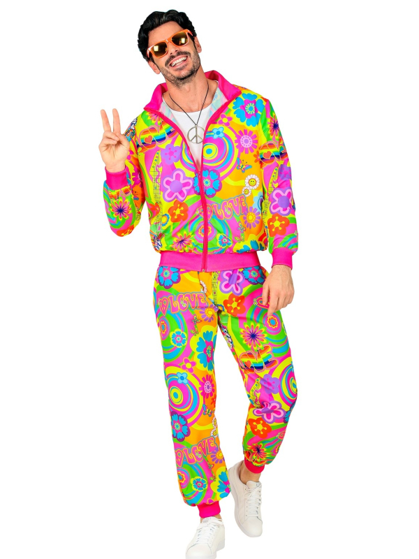 Déguisement Survêtement Style Années 80 - Hippie Groovy Love Fluo