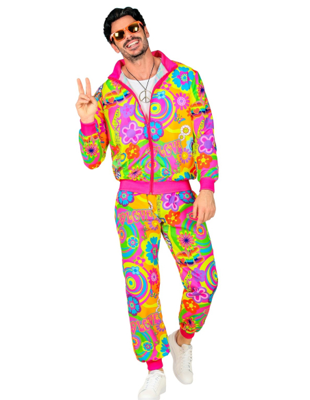 Déguisement Survêtement Style Années 80 - Hippie Groovy Love Fluo