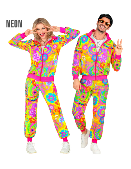 Déguisement Survêtement Style Années 80 - Hippie Groovy Love Fluo