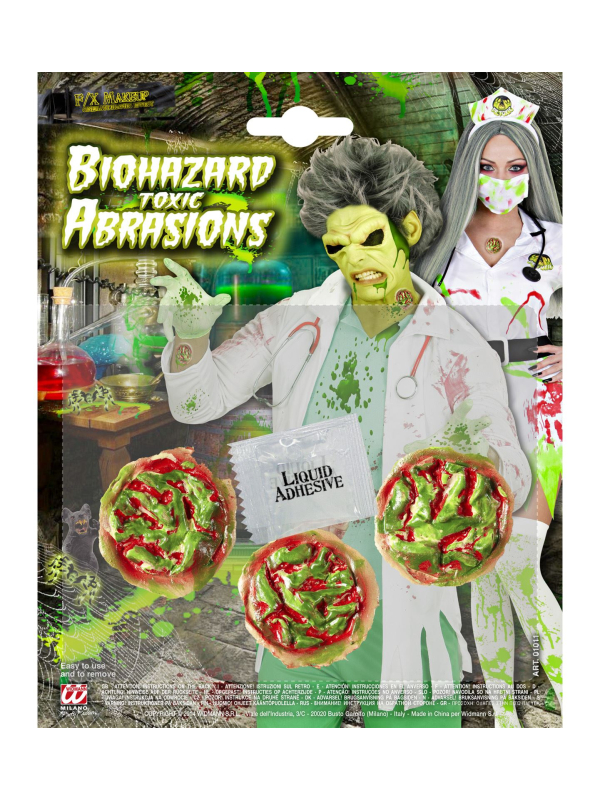 Plaie infectée et effet coupure pour maquillage Halloween - "Set Abrasions Toxiques Biohazard