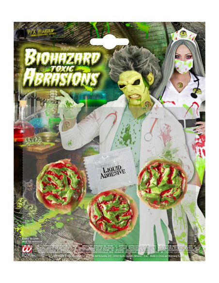 Plaie infectée et effet coupure pour maquillage Halloween - "Set Abrasions Toxiques Biohazard