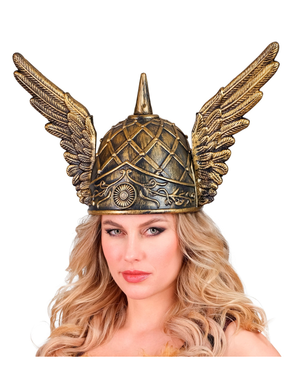 Casque de Viking avec Pointe et Ailes - Déguisement Viking pour Homme et Femme - Aspect Bronze, Taille Unique