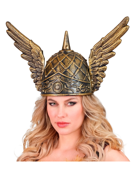 Casque de Viking avec Pointe et Ailes - Déguisement Viking pour Homme et Femme - Aspect Bronze, Taille Unique