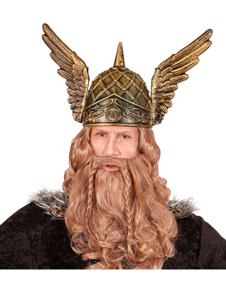 Casque de Viking avec Pointe et Ailes - Déguisement Viking pour Homme et Femme - Aspect Bronze, Taille Unique