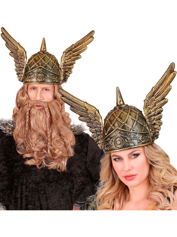 Casque de Viking avec Pointe et Ailes - Déguisement Viking pour Homme et Femme - Aspect Bronze, Taille Unique