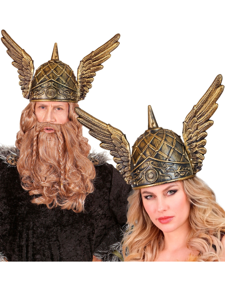 Casque de Viking avec Pointe et Ailes - Déguisement Viking pour Homme et Femme - Aspect Bronze, Taille Unique