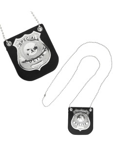 Badge de Police avec Chaîne - Accessoire Déguisement Adulte et Enfant