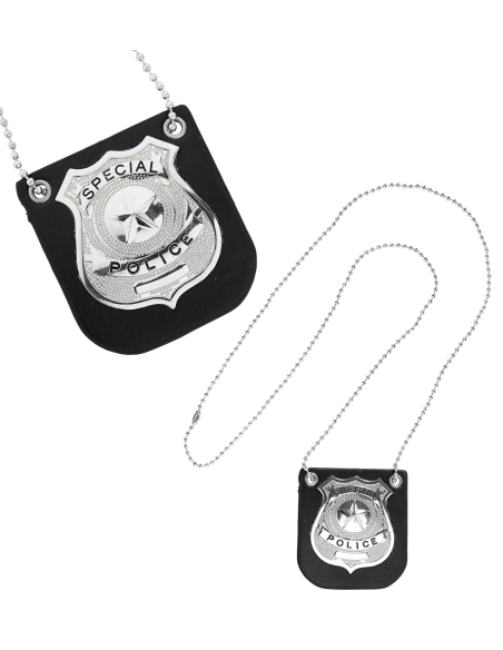 Badge de Police avec Chaîne - Accessoire Déguisement Adulte et Enfant