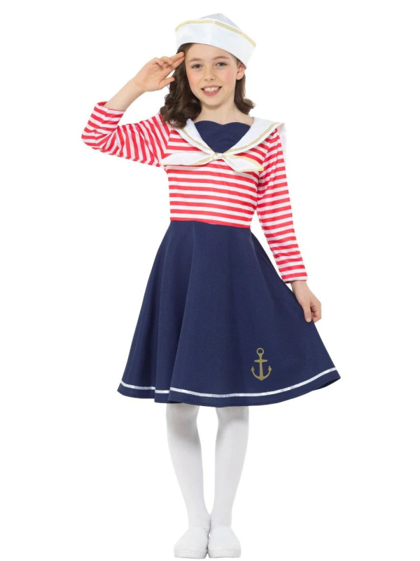 Déguisement de marin pour fille, Bleu et blanc