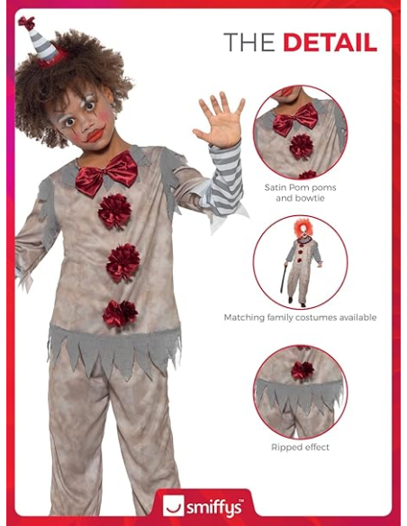 Déguisement garçon clown vintage (haut, pantalon et chapeau)