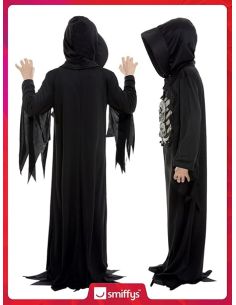 Déguisement de la Faucheuse de la mort, squelette, enfant (costume avec capuche et masque)