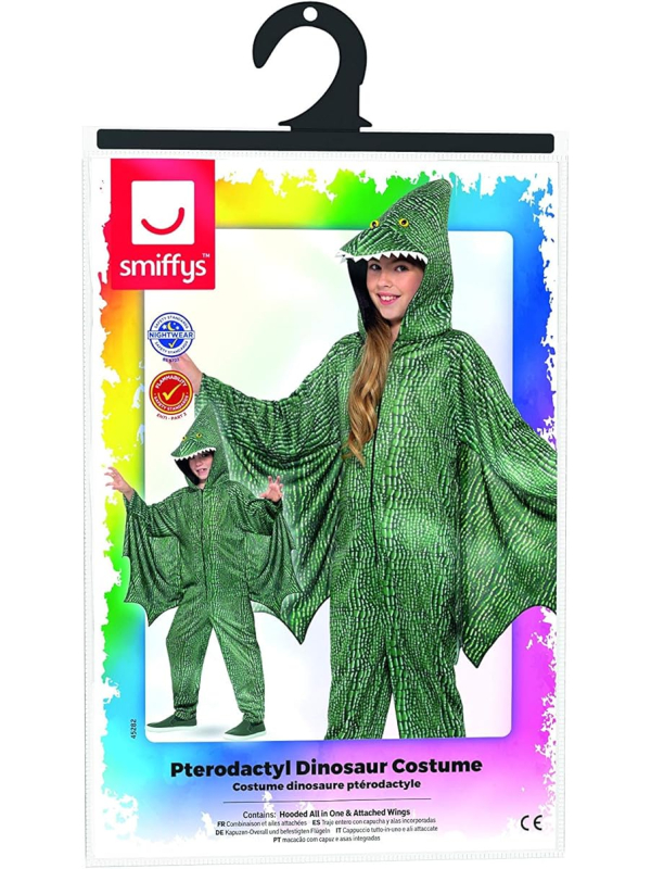 Déguisement Dinosaure vert enfant (combinaison avec ailes attachées et capuche)