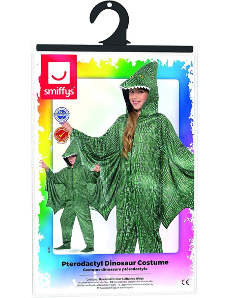 Déguisement Dinosaure vert enfant (combinaison avec ailes attachées et capuche)