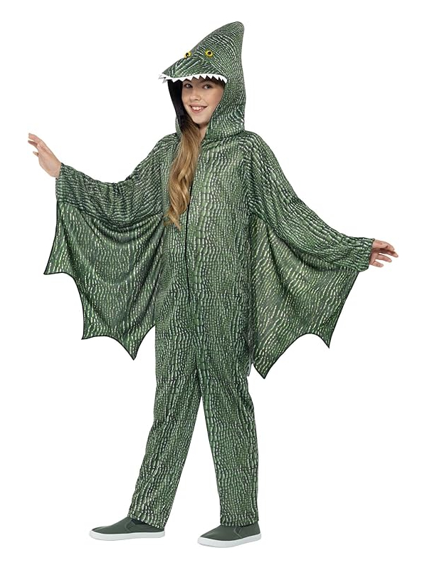 Déguisement Dinosaure vert enfant (combinaison avec ailes attachées et capuche)