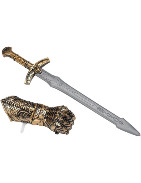 Ensemble d'armes médiévales Enfant, Bronze, avec épée et bouclier à la main
