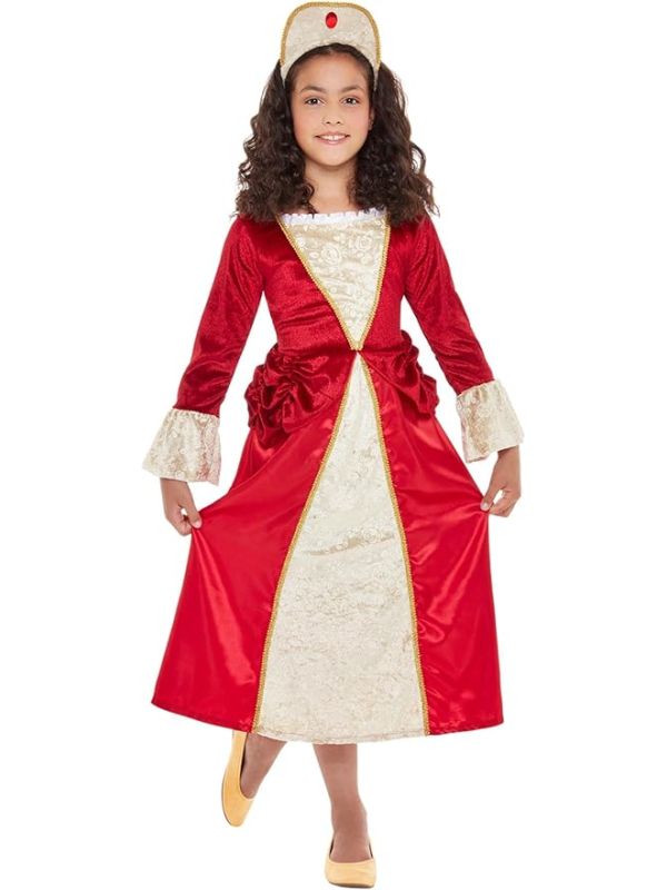 Déguisement princesse rouge et or (robe et coiffe) chez DeguizFetes