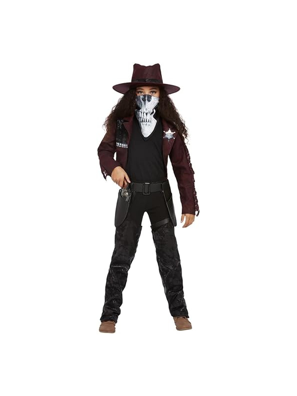 Déguisement de cowgirl de western, Bordeaux (Veste, jambières, étui, chapeau et masque)