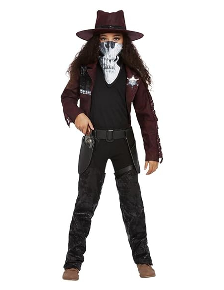 Déguisement de cowgirl de western, Bordeaux (Veste, jambières, étui, chapeau et masque)