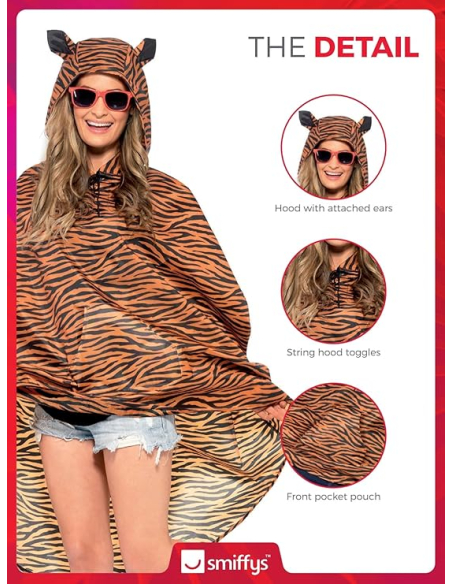 Poncho party imperméable tigre