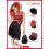 Déguisement pompom girl horreur rouge et noir (robe et Pom Pom)