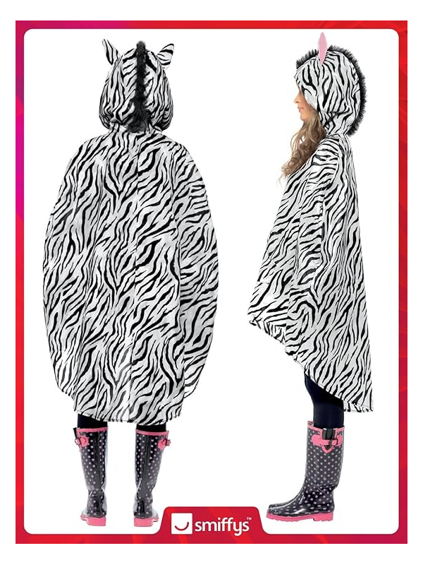 Poncho party imperméable zèbre