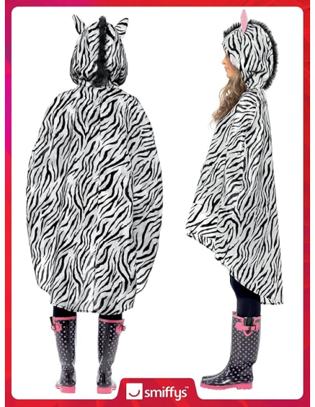 Poncho party imperméable zèbre