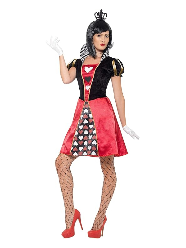 Déguisement Reine de coeur (robe, couronne et gants)