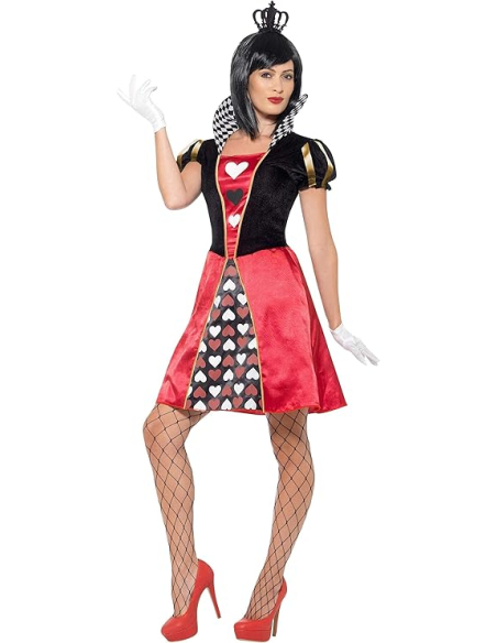 Déguisement Reine de coeur (robe, couronne et gants)