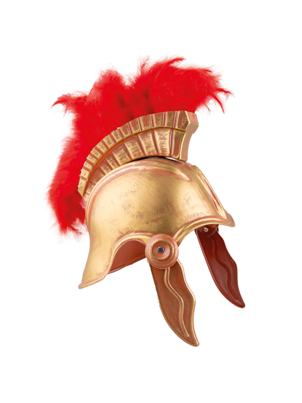 Casque Romain doré à crête plumes