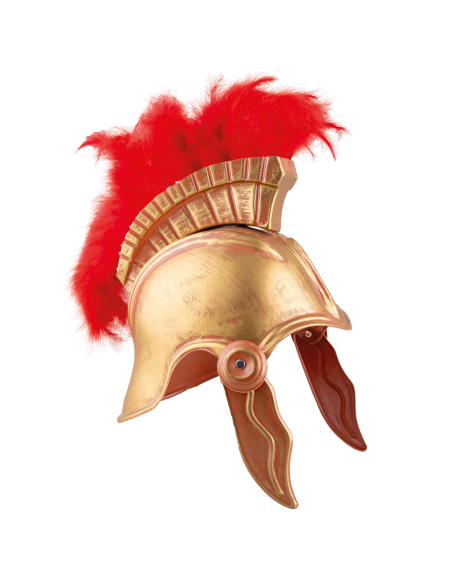 Casque Romain doré à crête plumes
