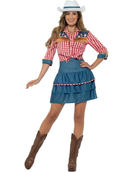 Déguisement cowgirl adulte (jupe, chemise et chapeau)