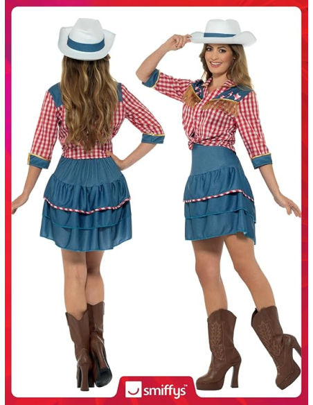 Déguisement cowgirl adulte (jupe, chemise et chapeau)