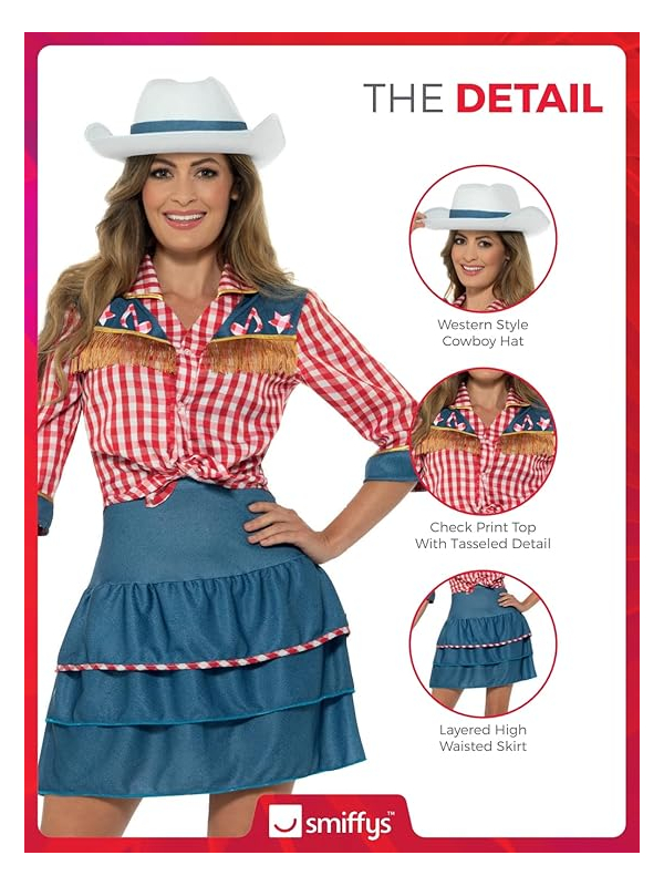 Déguisement cowgirl adulte (jupe, chemise et chapeau)