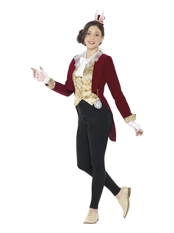 Costume lapine classique bordeaux (veste queue de pie, col, gants et bandeau)