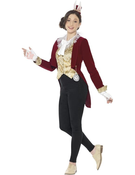Costume lapine classique bordeaux (veste queue de pie, col, gants et bandeau)
