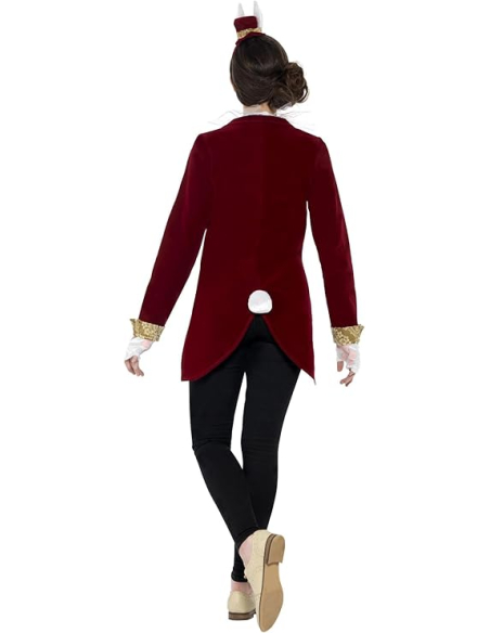 Costume lapine classique bordeaux (veste queue de pie, col, gants et bandeau)