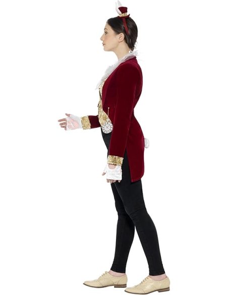 Costume lapine classique bordeaux (veste queue de pie, col, gants et bandeau)