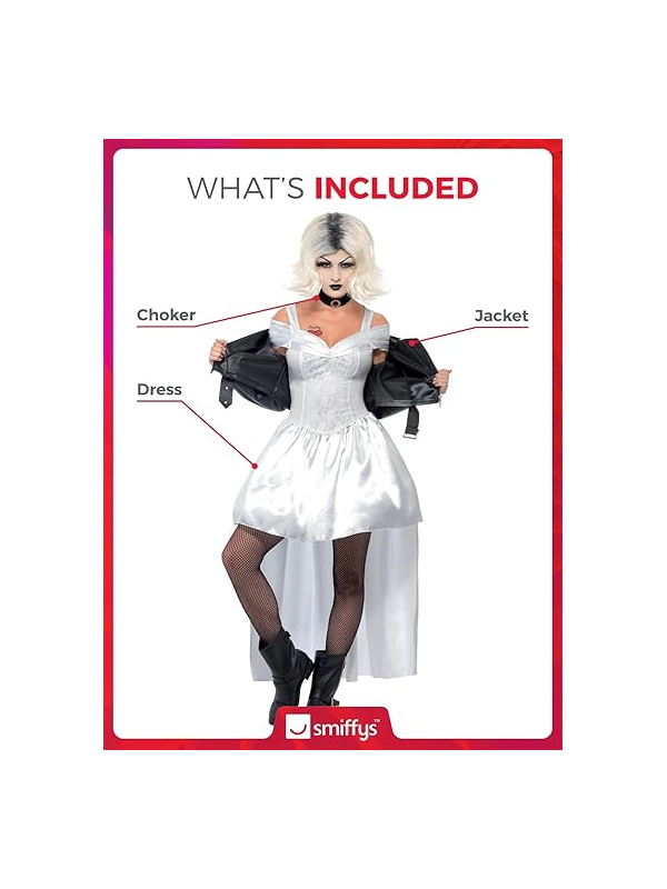Costume mariée de Chucky (veste, robe et ras-de-cou)