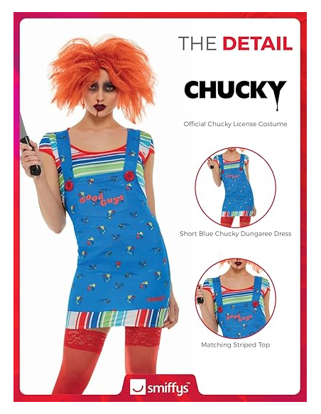 Déguisement de Chucky, Bleu - Femme (T-Shirt et robe)