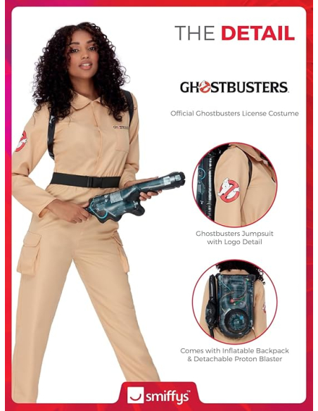 Déguisement Ghostbusters femme, Combinaison et sac à dos gonflable