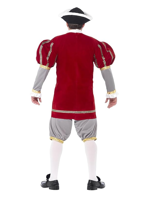 Costume Henri VIII Luxe, rouge et gris (veste et pantalon)