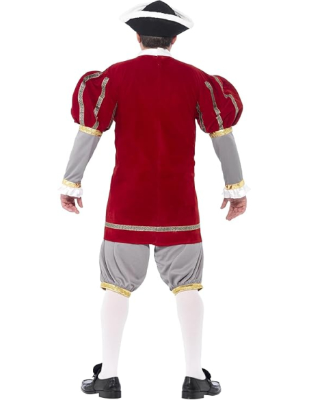 Costume Henri VIII Luxe, rouge et gris (veste et pantalon)