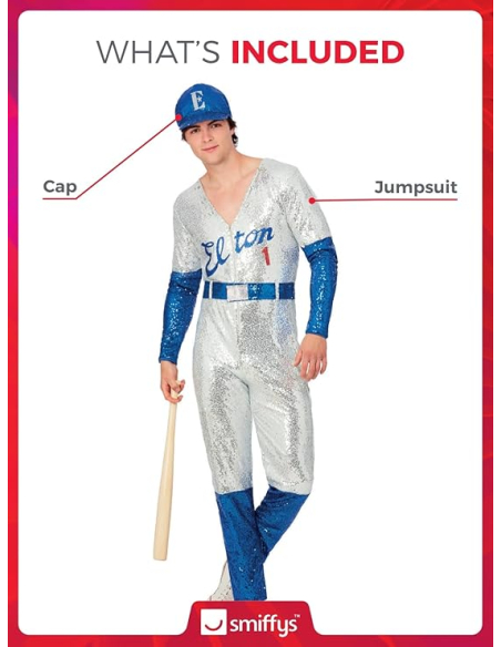 Déguisement Elton John Baseball (combinaison et casquette)