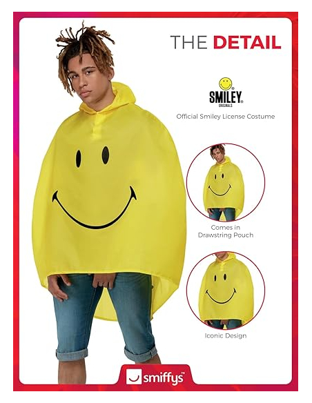 Poncho SMILEY©Jaune et Noir Taille Unique