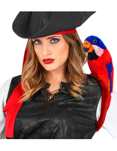 Perroquet en plumes rouge et bleu - La touche exotique parfaite pour vos décorations pirates !