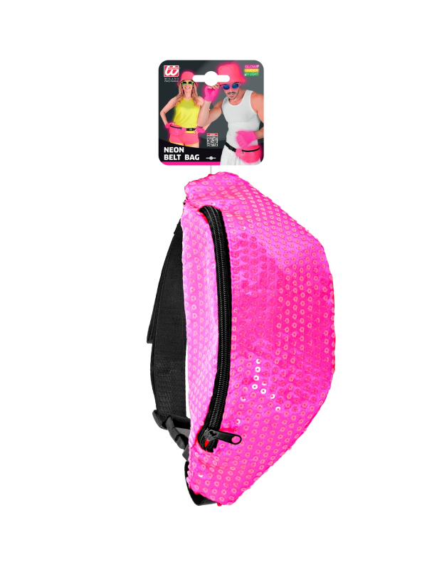 Sac Banane rose fluo à sequins