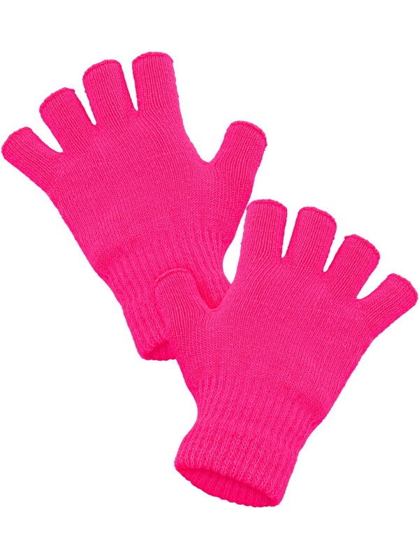 Mitaines Rose Fluo pour Adulte - Gants Sans Doigts Tendance