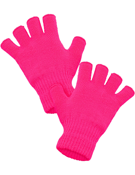 Mitaines Rose Fluo pour Adulte - Gants Sans Doigts Tendance